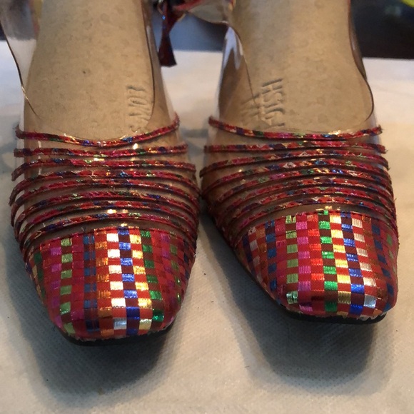 💞 Moved - Amanda Vinyl & Metallic ribbon back strap funky heels - Picture 8 of 12